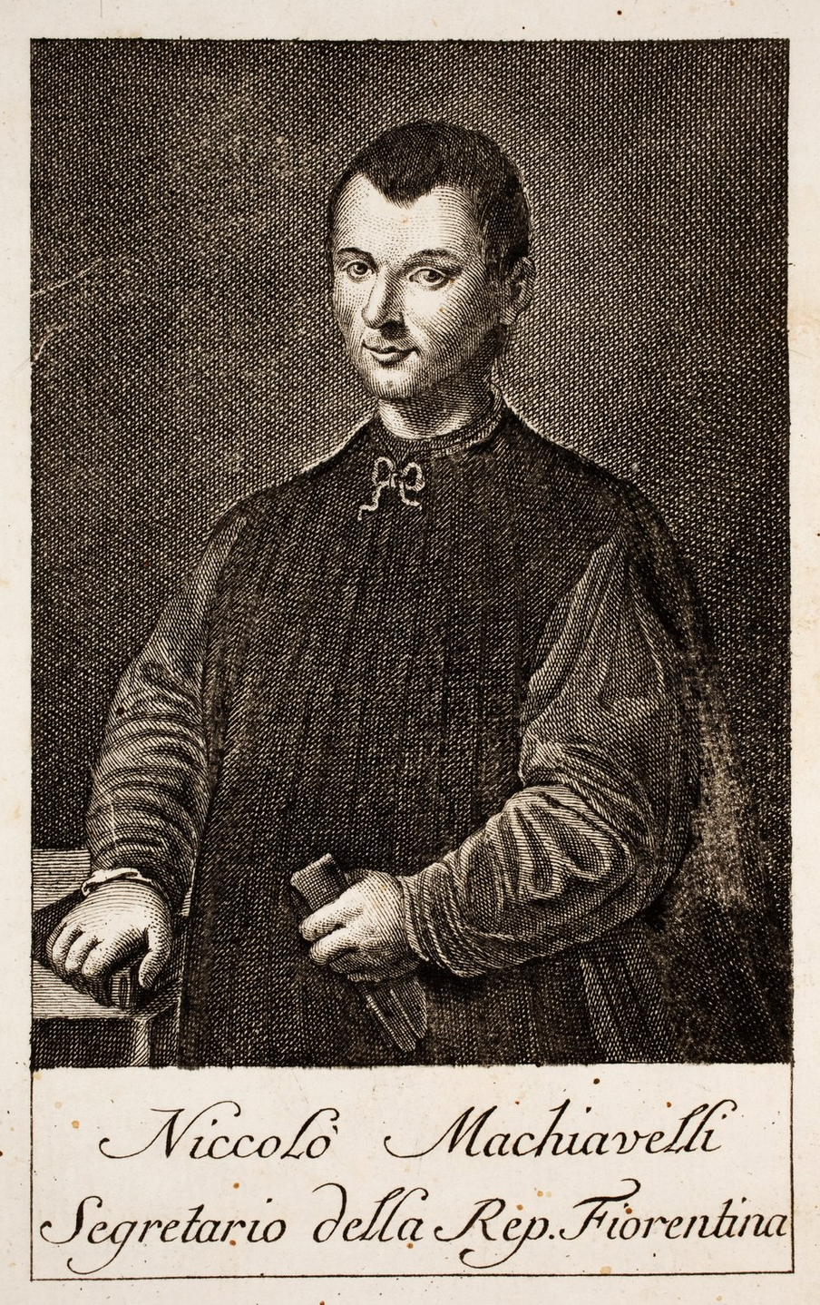 Engraved portrait of Machiavelli, from the Peace Palace Library's Il Principe, published in 1769